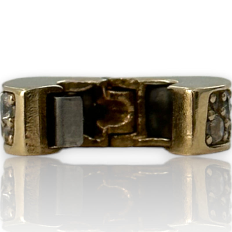 Pandora Solid 14kt Yellow Gold Clear Pave Clip Spacer Charm with CZ Cubic Zirconia Stones Pendant ALE 585