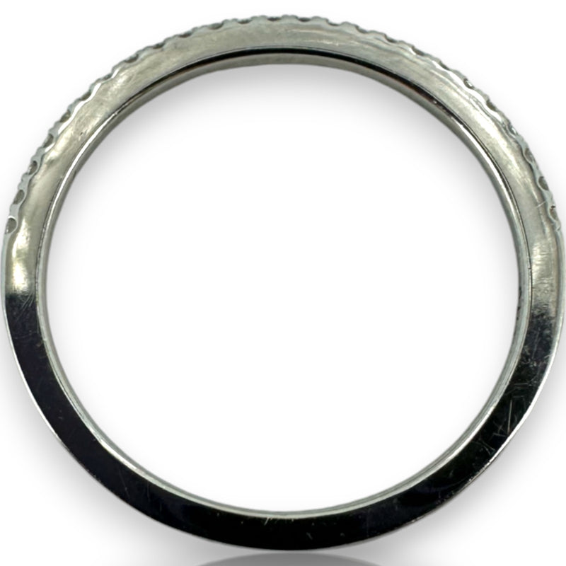 14kt Solid White Gold and Diamond Half Eternity Wedding Stackable Band Size 7