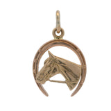 Vintage Solid 14kt Rose and Yellow Gold Horse Horseshoe Good Luck Charm Pendant