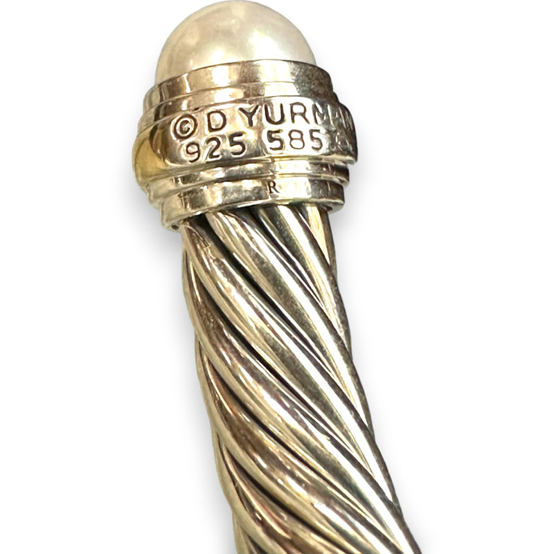 David Yurman Classic Cable Cuff Bracelet in 925 Sterling Silver and 14kt Yellow Gold