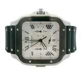 Cartier Santos CL Chronograph 44mm Silver Dial Rubber Steel Watch
