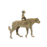 Vintage Solid 14kt Yellow Gold Animal Cheetah 3D Charm Pendant