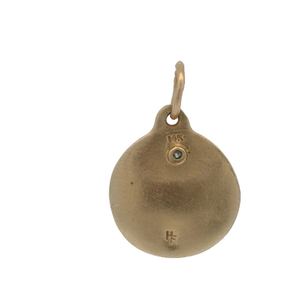 Charm de disco de besos y abrazos XOX de Helen Ficalora en oro amarillo de 14 kt con colgante de diamantes