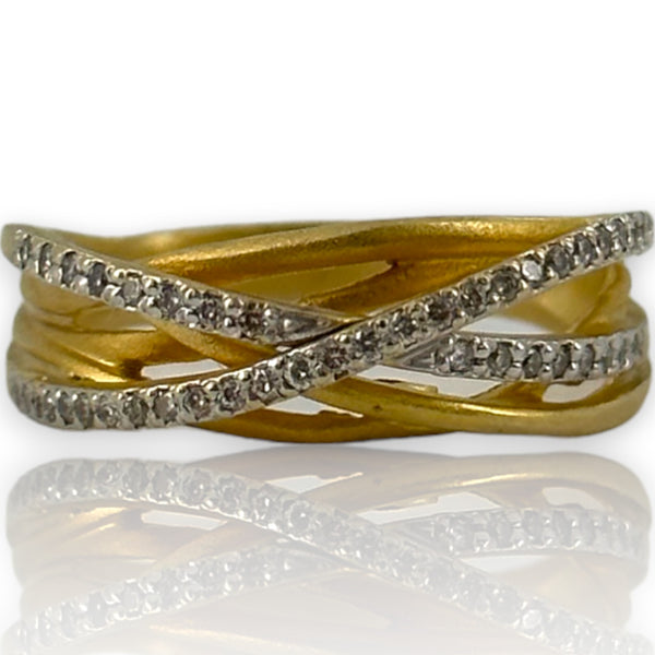 I. REISS Solid 14kt Yellow Gold Gallery Matte-Finish Arch Tube Ring Size 7.5