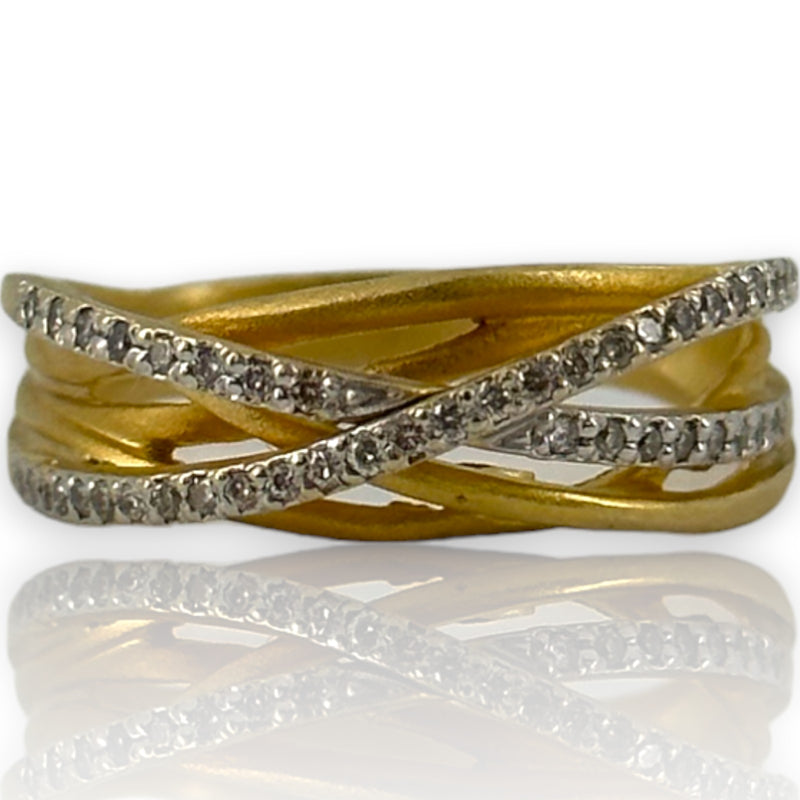 I. REISS Solid 14kt Yellow Gold Gallery Matte-Finish Arch Tube Ring Size 7.5