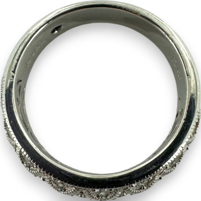 Vanna K 925 Sterling Silver and CZ Cubic Zirconia Geometric Milgrain 6.7mm Thick Band Size 8