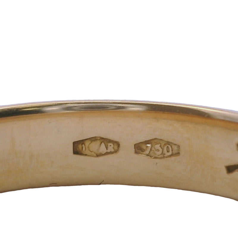 Vintage Italian 1970s 4mm Solid 18kt Rose Gold D-Shape Band with "22/4/1970" Inscription Size 8.25