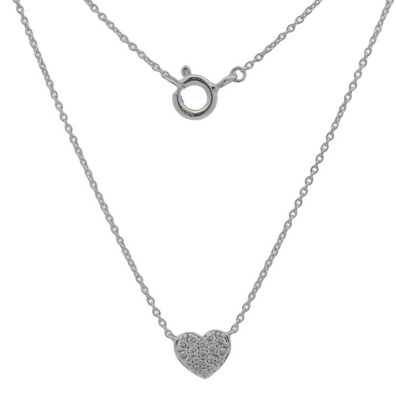 Blue Nile 14kt White Gold Mini Diamond Heart Station Pendant 16" Necklace