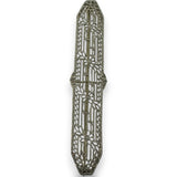 Antique 1920s 14kt White Gold Filigree Bar Brooch Pin with Floral Motif