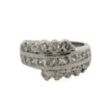 Vintage Mid-Century Solid Platinum and 2ctw Round and Princess Cut Diamond Cocktail Ring Size 7.5