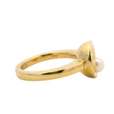Movado Solid 18kt Yellow Gold and Pearl Bowl Circle Cocktail Ring Size 7