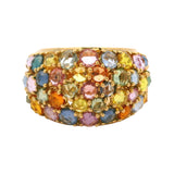 IVAR 18k Yellow Gold 9.66ctw Multicolored Sapphire Zero 3 Dome Cluster Ring Sz 8