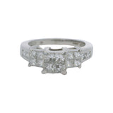 950 Platinum and 1ctw Princess Cut Diamond Cluster Tiered Engagement Ring Sz 5.5