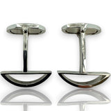 GUCCI Solid 18kt White Gold and Diamond Whale Back GG Logo Cufflinks Made In Arezzo, Italy with Italian and Swiss Hallmarks