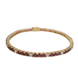 Vintage Solid 14kt Yellow Gold Alternating Ruby and Diamond 7" Tennis Bracelet