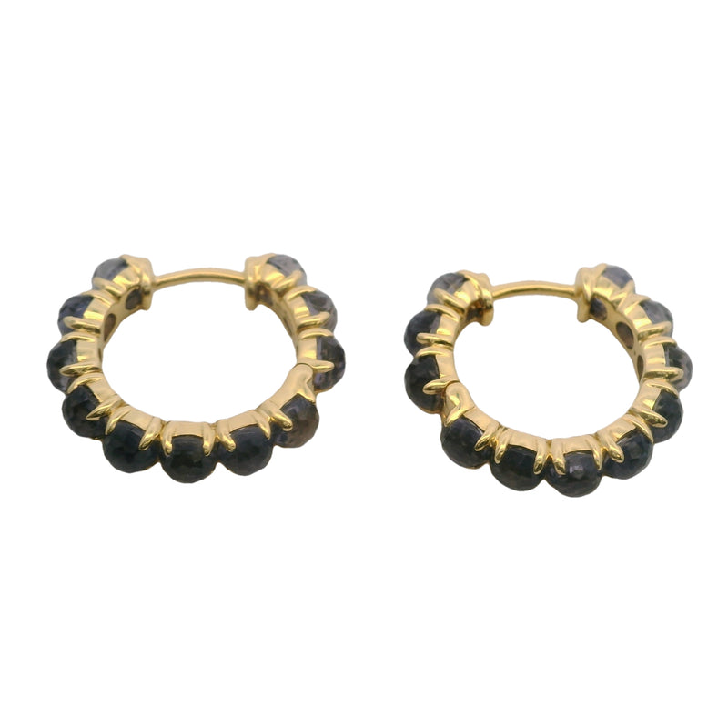 Pendientes de aro Ippolita Lollipop de oro amarillo de 18 kt y amatista azul violeta de talla rosa de 21 mm, retirados.