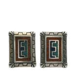 Carolyn Pollack 925 Sterling Silver Coral, Turquoise, and Lapis Southwest Stud Earrings