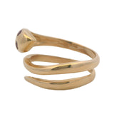 Vintage Solid 14kt Yellow Gold Snake Triple Wrap Ring With Ruby Eyes Size 8