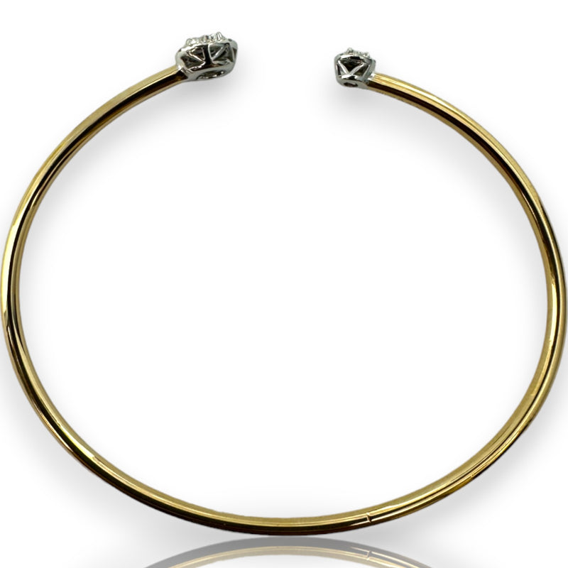 Two-Tone 18kt 0.15ct Diamond Halo Flexible 6" Cuff Bracelet Stamped Ed