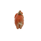 Vintage 14kt Yellow Gold and Pink and White Coral Carved Detailed Elephant Pendant