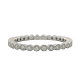 Noemie Solid 18kt White Gold and Diamond Milgrain Bezel Eternity Stackable Ring Size 7.5