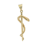 Vintage Solid 14kt Gold Medical Staff Snake Rod of Asclepius Charm Pendant