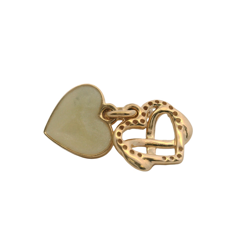 Charm colgante Pandora de oro amarillo macizo de 14 kt con circonitas cúbicas y esmalte con forma de corazón infinito.
