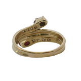 14kt Yellow Gold Cabochon Ruby Spiral Bypass Ring With Accent Diamonds Size 8.5