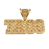 Solid 14kt Yellow Gold GOAT CZ Plate Pendant Charm With Goat Head Lab Ruby Eyes