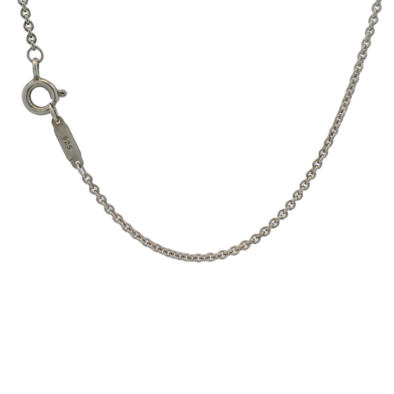 Tiffany & Co 925 Sterling Silver Stencil Puffy Heart Pendant on 16" Chain