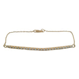 Solid 18kt Yellow Gold and Diamond Thin Bar 6.75" Small Paperclip Chain Bracelet