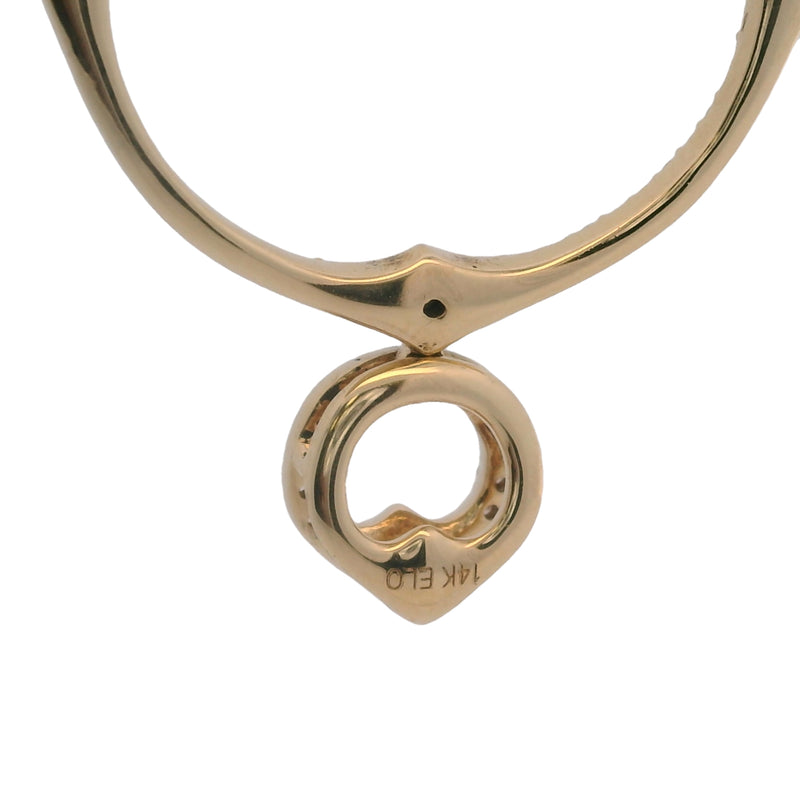 14kt Yellow Gold and Diamond 25mm Circle Compass Pendant