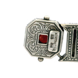 Vintage Konstantino Solid 925 Sterling Silver/18kt Yellow Gold and Garnet Statement Bracelet 7"