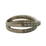 Solid 14kt White Gold and Diamond Crossover Milgrain Band Ring Size 6