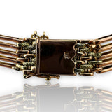 Antique 1908-1927 Russian Solid 14kt Two-Tone Yellow and Rose Gold Bracelet with Safety Chain and Figure 8 Safety Clasp Kokoshnik Hallmarked 7.5" Length