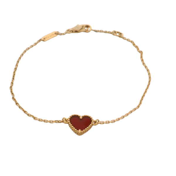 Van Cleef & Arpels Alhambra 18kt Rose Gold Sweetheart Carnelian Station 7" Bracelet