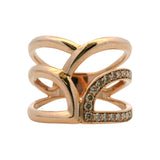 Le Vian Solid 14kt Rose Gold and 0.33ctw Diamond Wave Layered Multi-Band Style Ring Size 10