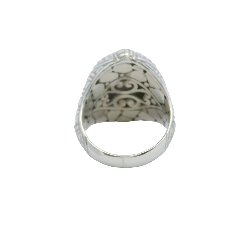 Sarda 925 Sterling Silver Swirl Pattern Oval Framed Ring Size 7