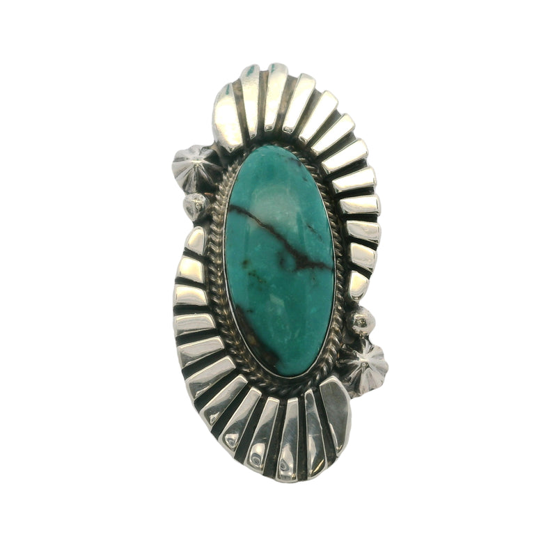 Running Bear 925 Sterling Silver and Turquoise Native American Ring Made in New Mexico