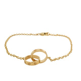 Cartier Solid 18kt Yellow Gold LOVE Interlocking Rings 7" Chain Bracelet