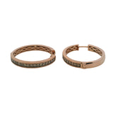 LeVian 14kt Rose Gold and Brown Diamonds Milgrain 1" Diameter Hoop Earrings