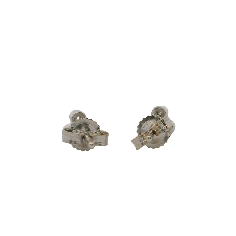 Beny Sofer Solid 14k 585 White Gold Bezel 3 Diamond Cluster Stud Earrings