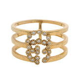 Gucci Italian Retired Solid 18kt Yellow Gold and Diamond GG Running Logo Ring Size 6