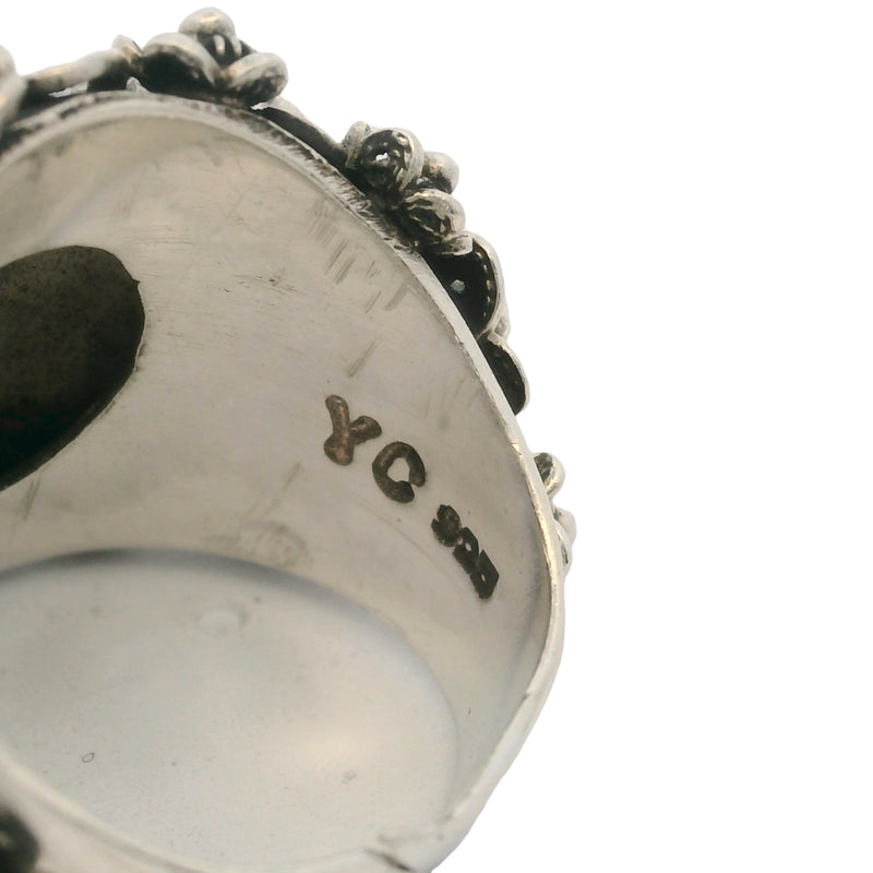 Yvone Christa New York 925 Sterling Large Filigree Flower Bouquet Adjustable Back Ring Size 7