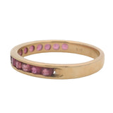 Solid 14kt Yellow Gold and Natural Ruby Half-Eternity Channel-Set Stacking Band Size 5.5