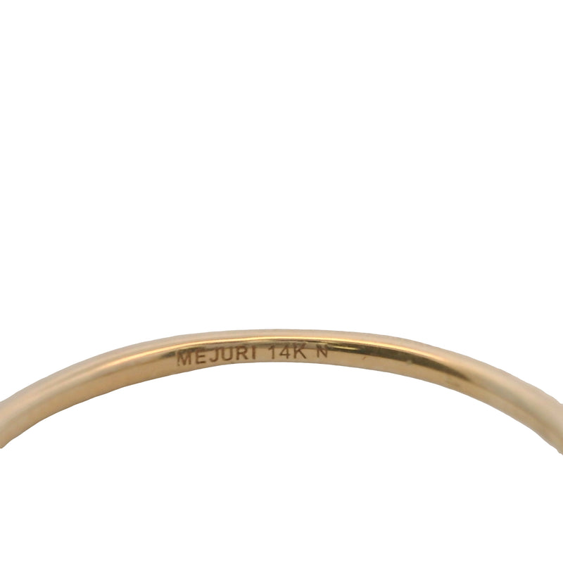 Mejuri 14kt Solid Yellow Gold and Diamond Dainty Baguette Stacker Ring Size 5.75