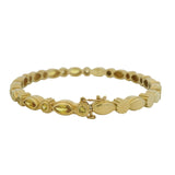 Vintage Solid 18kt Yellow Gold and Yellow Sapphire Mixed Cut Hinged Bangle 7" Bracelet