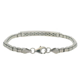 Fayendra 925 Sterling Silver and Black Cubic Zirconia Bar Box Chain 7" Bracelet