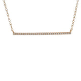 Shy Creation Solid 14kt Rose Gold Diamond Bar Pendant with Adjustable 15-18" Chain