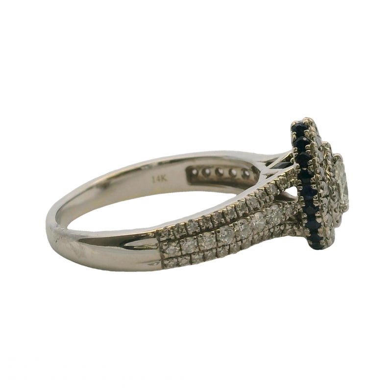 Vera Wang Love Pear Diamond Double Halo Frame 14kt White Gold Engagement Ring Size 8.75